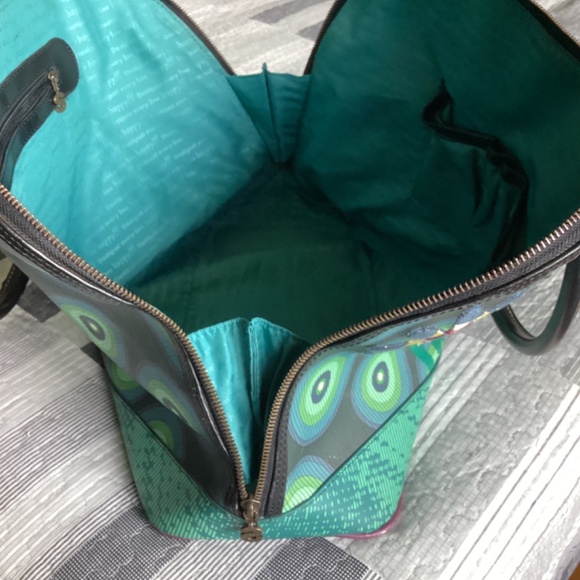 DESIGUAL COLORFUL VEGAN LEATHER LARGE ZIPPERED TOTE BAG/LAPTOP & WORK BAG - Picture 9 of 9